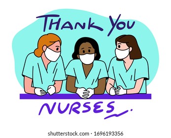 Thank you doctor and Nurses and medical personnel team for fighting the coronavirus. Thank you Health heroes, vector illustration