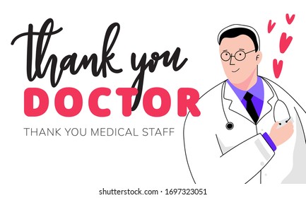 Thank you doctor and Nurses and medical personnel team for fighting the coronavirus. Thank you heroes, vector illustration