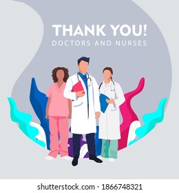 Thank you doctor and Nurses and medical personnel team for fighting the coronavirus. vector illustration