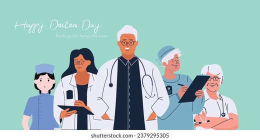 Thank you doctor and Nurses and medical personnel team for keeping us safe. Wishing happy doctor's day banner.