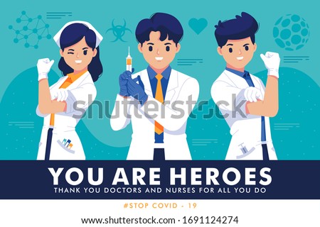 thank you doctor and nurses vector illustration