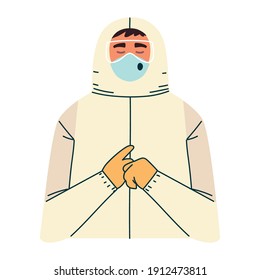 thank you, doctor professional with protective suit and mask vector illustration