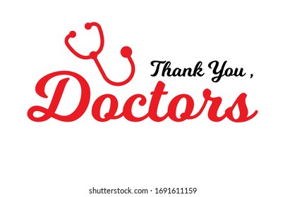 Thank You Doctor Vector For Greeting Design with Stethoscope