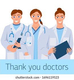 Thank you doctor, vector illustration isolated on white background cartoon style