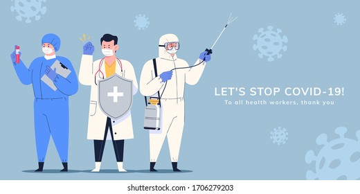 Vector Illustration Group Men Protective Suit Stock Vector (Royalty ...