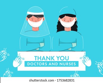 Thank You Doctors with Nurses and All Corona Warrior Fighter in Hospital with People Hands Clapping to Appreciate.
