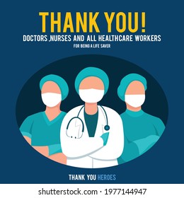 Thank you Doctors, Nurses And All Healthcare Workers, Free Vector | Thank you doctors and nurses. Thank You Doctor Nurses Medical Personnel Team Fighting Coronavirus