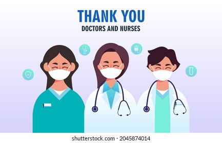 Thank you doctors and nurses flat design