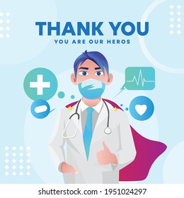 Thank you doctors and nurses Free Vector