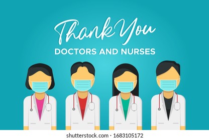 Thank You Doctors Nurses Healthcare Hospital Stock Vector (Royalty Free ...