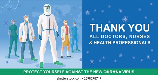 Thank you Doctors, nurses and healthcare professional for saving us, vector illustrations