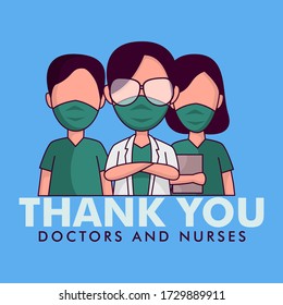 Thank you doctors and nurses illustration vector