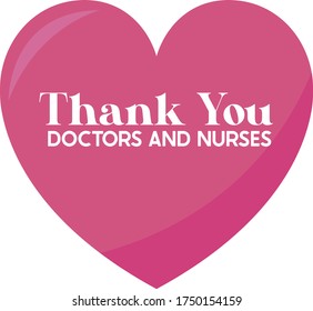 Thank you doctors and nurses inside love shape in pink simple design