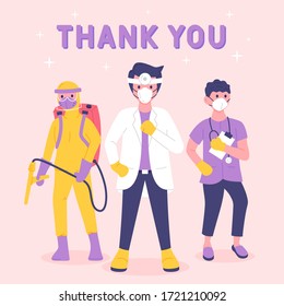 Thank You Doctors And Nurses Medical Personnel Team For Fighting The Coronavirus. Appreciation For Health Care Workers, Doctors, Nurses Service And Sacrifice.