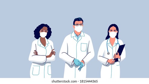 Thank you doctors, nurses and medical personnel team for fighting the coronavirus. Vector illustration.