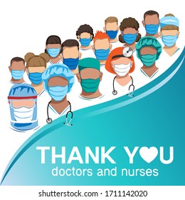 Vielen Dank an die Ärzte und Krankenschwestern für ihre Hilfe und rettete Leben. Vektorillustration.