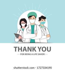Thank you Doctors and Nurses vector art. Thank you for being a life saver. 