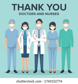 Thank you doctors and nurses vector illustration