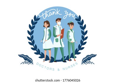 Thank you doctors and nurses vector illustration concept.