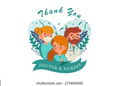 Gracias médicos y enfermeras por el concepto de ilustración vectorial.
