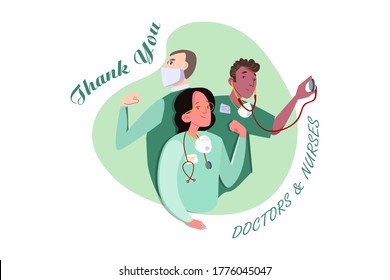 Thank you doctors and nurses vector illustration concept.