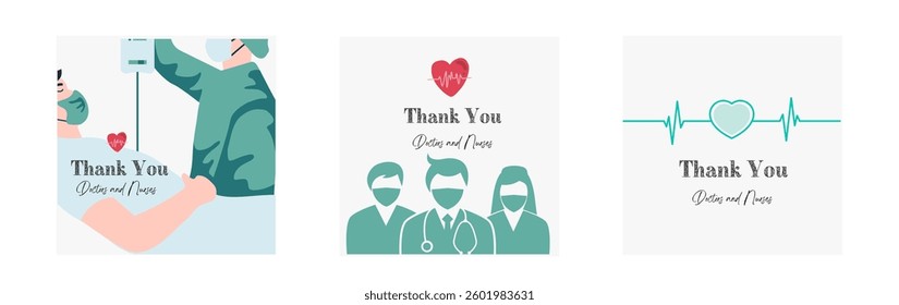 Thank you doctors and nurses. Vector illustration.