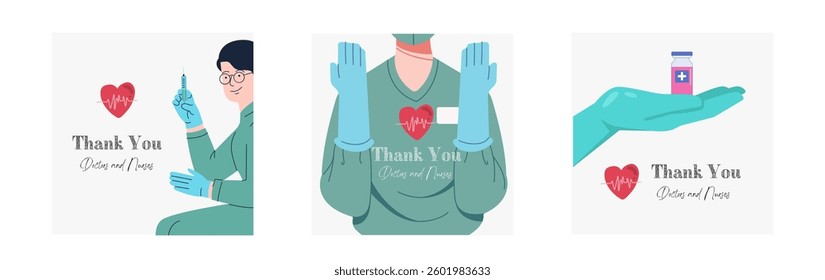 Thank you doctors and nurses. Vector illustration.