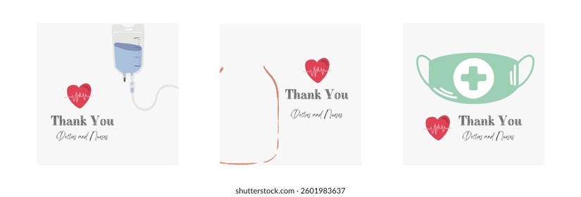 Thank you doctors and nurses. Vector illustration.