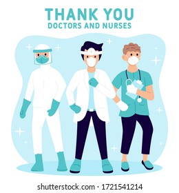 Thank you doctors and nurses working in the hospitals and fighting the coronavirus. Appreciation for Health Care workers, doctors, nurses.