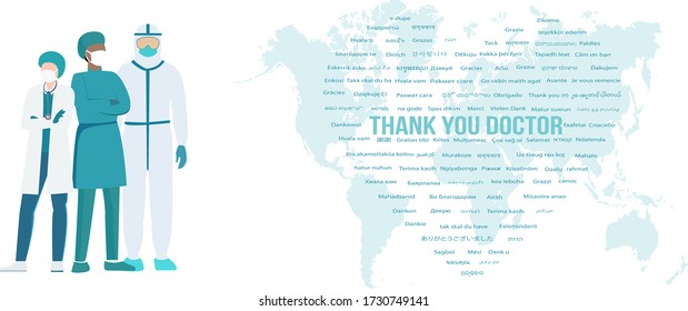 Thank you doctors and nurses working in the hospitals and fighting the coronavirus, Vector.Thank you the doctor and medical personnel.