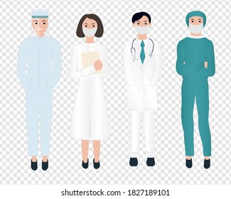 Thank You Doctors And Nurses Working In Hospitals Transparent Background, Vector Illustration