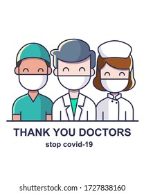 Thank you doctors stop covid-19 vector art