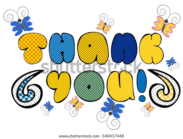 Thank You Doodle Card Cute Butterflies Stock Vector Royalty Free