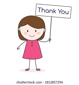 Thank You Doodle Girl Stickman Illustration Stock Vector (Royalty Free ...