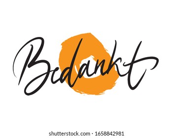 Thank you in Dutch, Calligraphy, handwritten word, orange brush circle