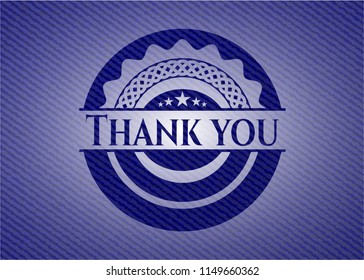 Thank you emblem with denim texture
