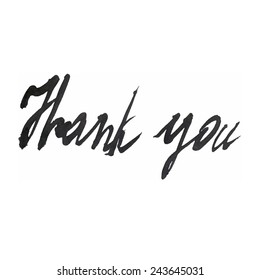 "Thank you" expression hand lettering. Handmade calligraphy.