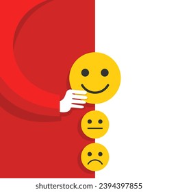 Gracias por sus comentarios - la mano del cliente selecciona la máxima satisfacción emoticono amarillo positivo