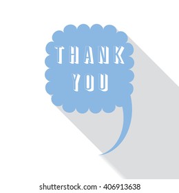 Thank You flat speech bubbles icon with shadow and typing.