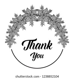 Thank you floral background vector illustration