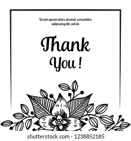 Thank you floral lettering design vector art