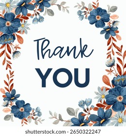 Obrigado , Com padrão floral Imagem Ilustração Vetor clipart Fundo, obrigado, cartão, banner, design, vintage, aquarela, floral, decoração.