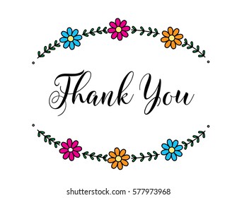 Thank you with flowers frame