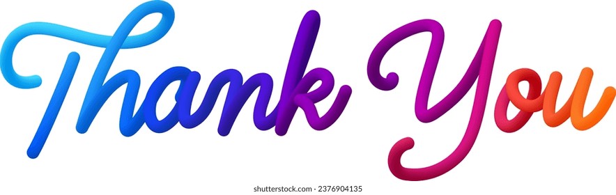 Thank you fluid text with dynamic curved lines made of blended colorful circles. Vector illustration.