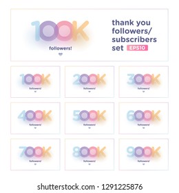 thank you follower set with colorful background number and soft shadow. Illustration for Social Network friends, Web user Thank you celebrate of subscribers or followers and like