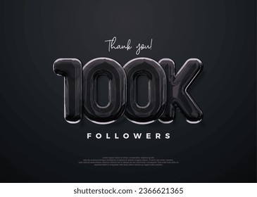 Thank you followers 100k, elegant design with strong black color. Premium vector background for achievement celebration design.