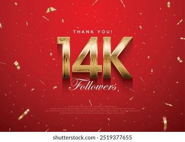 Thank you followers 14k background, greeting banner poster for fans.