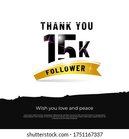 Thank you followers 15k white background design isolated vector eps 10