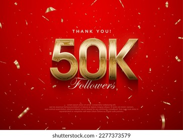 Thank you followers 50k background, greeting banner poster for fans. Premium vector background for achievement celebration design. svg
