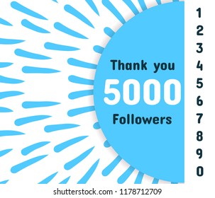 Thank you Followers banner with set of numbers. Vector illustration.